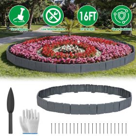 Flexible Cobblestone Landscape Edging, Weather Resistant PVC Garden Border Edging with Spikes & Shovel Flexible Cobblestone Landscape Edging, Weather Resistant PVC Garden Border Edging with Spikes & Shovel
