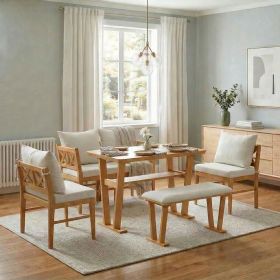 Small Farmhouse Solid Wood Kitchen Nook Dining Room Breakfast Nook Table Set for 6 Small Farmhouse Solid Wood Kitchen Nook Dining Room Breakfast Nook Table Set for 6