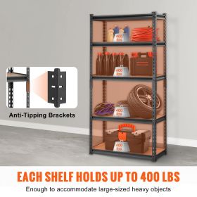 Storage Shelving Unit, 5-Tier Adjustable, 2000 lbs Capacity, Heavy Duty Garage Shelves Metal Organizer Utility Rack, Black Storage Shelving Unit, 5-Tier Adjustable, 2000 lbs Capacity, Heavy Duty Garage Shelves Metal Organizer Utility Rack, Black