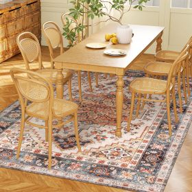 Area Rug 4x6, Machine Washable Rug, Non-Slip Boho Print Pattern Medallion Carpet for Living Room, Bedroom, Tawny Brown Area Rug 4x6, Machine Washable Rug, Non-Slip Boho Print Pattern Medallion Carpet for Living Room, Bedroom, Tawny Brown